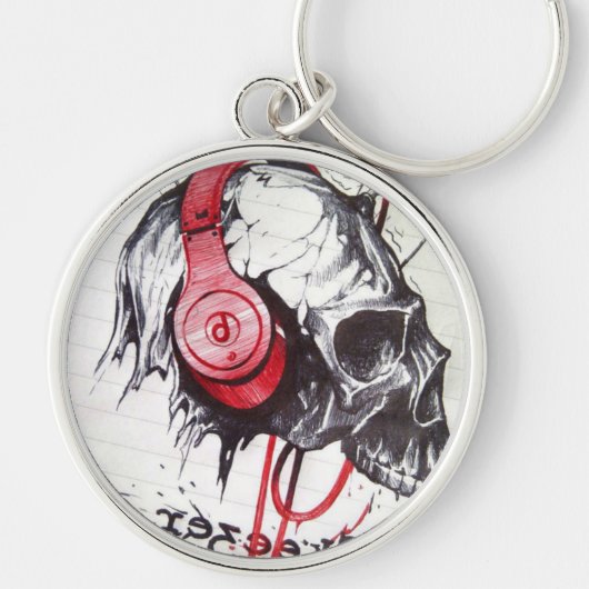 Porte-clés Crâne avec conception casque (Devant)