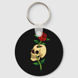 Porte-clés Crâne avec rose