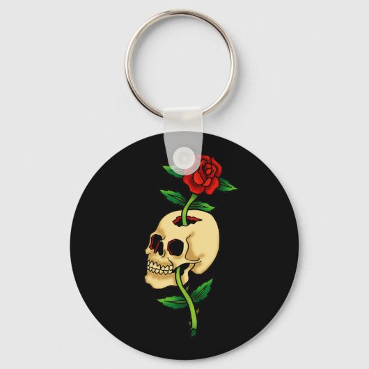 Porte-clés Crâne avec rose (Recto)