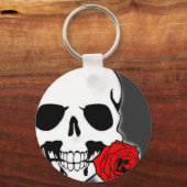 Porte-clés Crâne avec Rose (Recto)