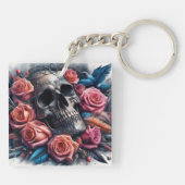 Porte-clés Crâne avec Roses et Bluebird (Dos)