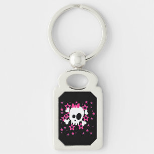 Porte-clés crâne blanc girly noir