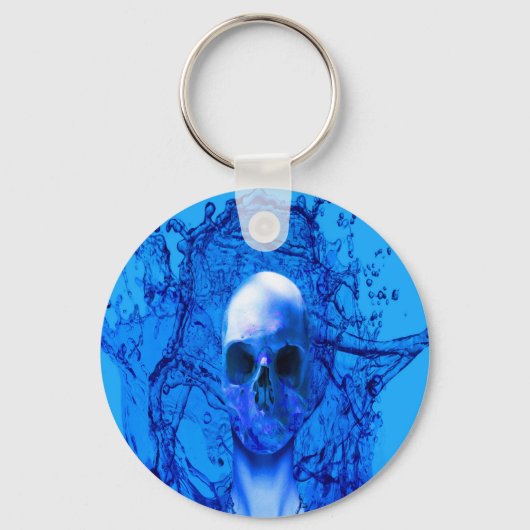 Porte-clés crâne bleu Alien (Recto)