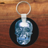 Porte-clés crâne chrome bleu (Recto)
