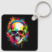 Porte-clés Crâne coloré portant un casque (Dos)