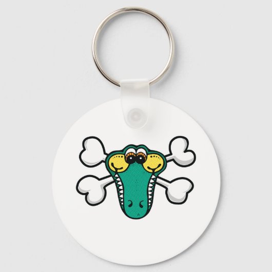Porte-clés Crâne crocodile et os croisés (Recto)