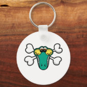 Porte-clés Crâne crocodile et os croisés (Recto)