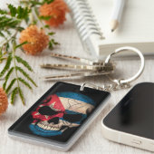 Porte-clés Crâne cubain de drapeau sur le noir (Devant droit)