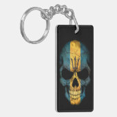 Porte-clés Crâne de drapeau des Barbade sur le noir (Devant gauche)