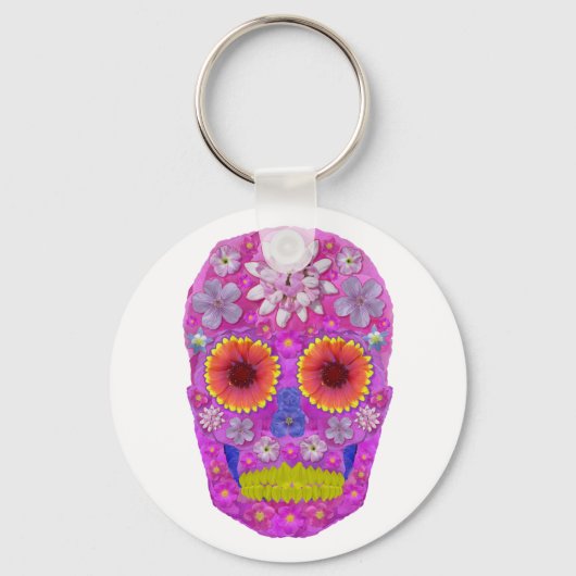 Porte-clés Crâne de fleurs 2 (Recto)