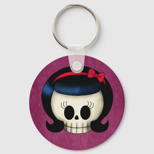 Porte-clés Crâne de la fille Rockabilly (Recto)