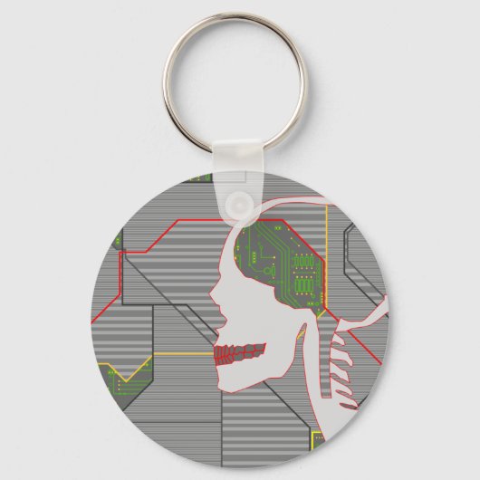 Porte-clés crâne de logique gris (Recto)