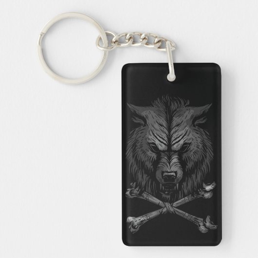 Porte-clés Crâne de loup et os croisés (Devant)