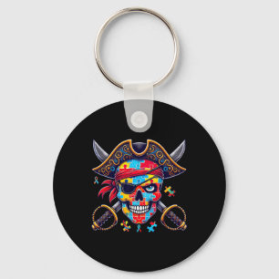 Porte-clés Crâne de pirate squelette autisme Halloween Hommes