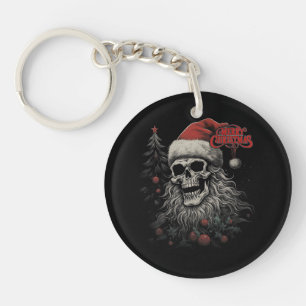 Porte-clés Crâne de squelette Noël joyeux drôle Santa apparié
