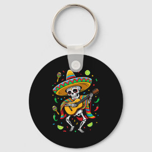 Porte-clés Crâne de sucre drôle Squelette de mariachi dansant