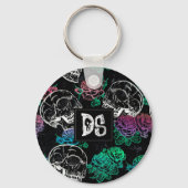Porte-clés Crâne de sucre pourpre Roses | Glam de grunge roya (Recto)