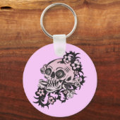 Porte-clés Crâne de tatouage rose (Recto)