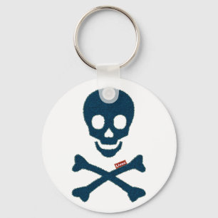 Porte-clés crâne denim