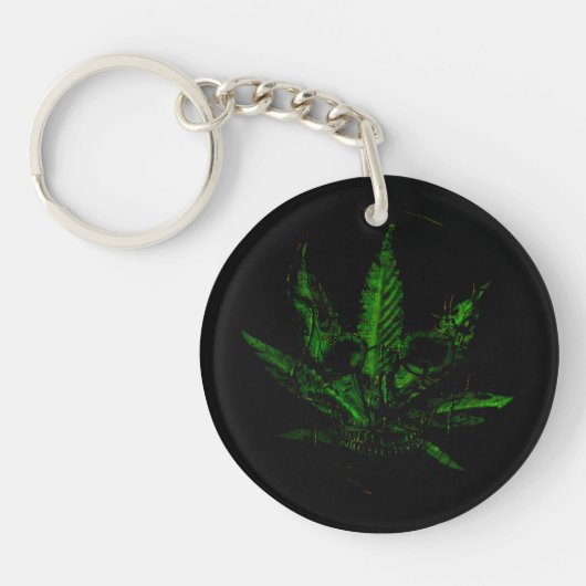 Porte-clés Crâne Effrayant et Plante en Pot (Devant)