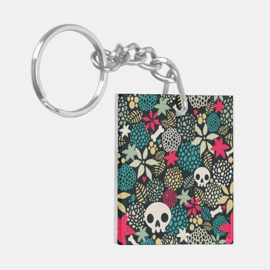 Porte-clés Crâne en fleurs (Devant gauche)