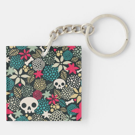 Porte-clés Crâne en fleurs (Dos)