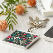 Porte-clés Crâne en fleurs (Côté)