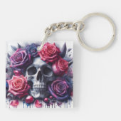 Porte-clés Crâne entouré de Roses dynamiques (Dos)