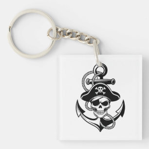 Porte-clés Crâne et Ancre de pirates audacieux - Conception n