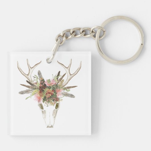 Porte-clés Crâne et fleurs de cerfs (Dos)