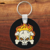 Porte-clés Crâne flamboyant et os croisés (Recto)