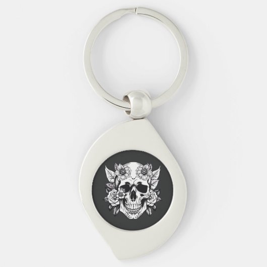 Porte-clés Crâne floral (Devant)