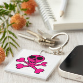 Porte-clés crâne rose (Devant Droit)