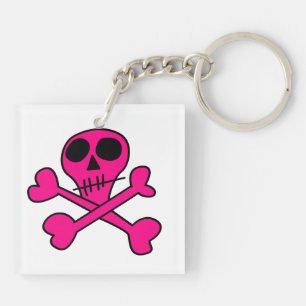 Porte-clés crâne rose