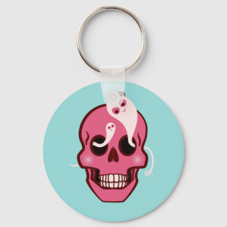 Porte-clés Crâne Rose Cute Avec Araignée Et Fantômes Dans Les