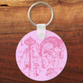 Porte-clés Crâne rose et collage de clé (Recto)