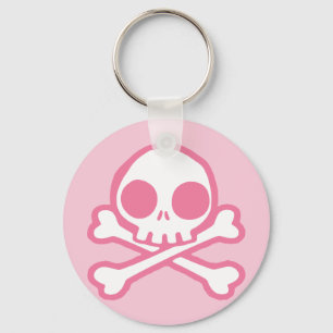 Porte-clés Crâne rose mou