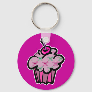 Porte-clés crâne rose punk arêtes cupcake