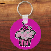 Porte-clés crâne rose punk arêtes cupcake (Recto)