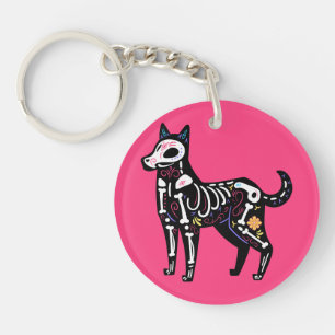 Porte-clés Crâne sucre Calavera Chien II