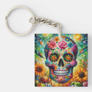 Porte-clés Crâne sucre Dia De Los Muertos Jour des Morts
