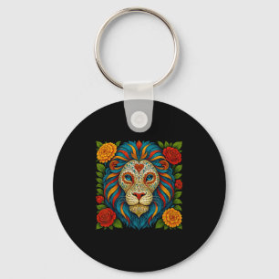 Porte-clés Crâne sucre Lion Dia De Muertos Halloween Jour De
