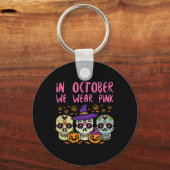 Porte-clés Crâne sucre Octobre Pink Breat Cancer Sensibilisat (Recto)