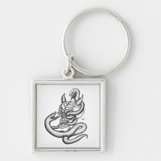 Porte-clés Crâne - têtes de diable avec serpent (Devant)