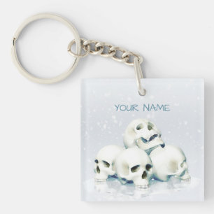 Porte-clés Crânes dans la neige. Personnalisé