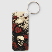 Porte-clés Crânes gothiques et Roses Rouges (Verso)