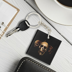 Porte-clés Crânes gothiques sombres Trio noir créature humain