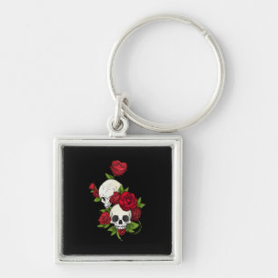 Porte-clés Crânes Roses Día de Muertos