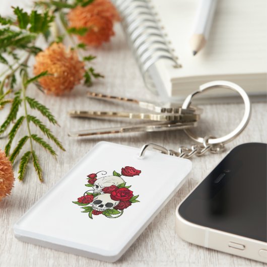 Porte-clés Crânes Roses Día de Muertos (Devant droit)