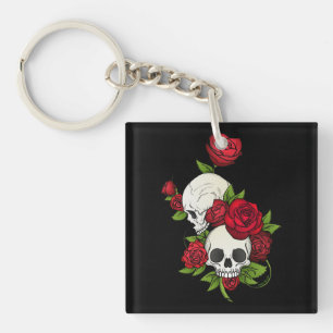 Porte-clés Crânes Roses Día de Muertos